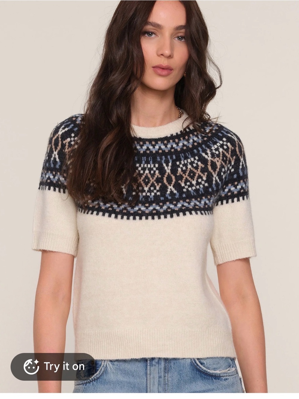 Heartloom Ellery Short-Sleeve Fair Isle Crewneck Sweater never worn!